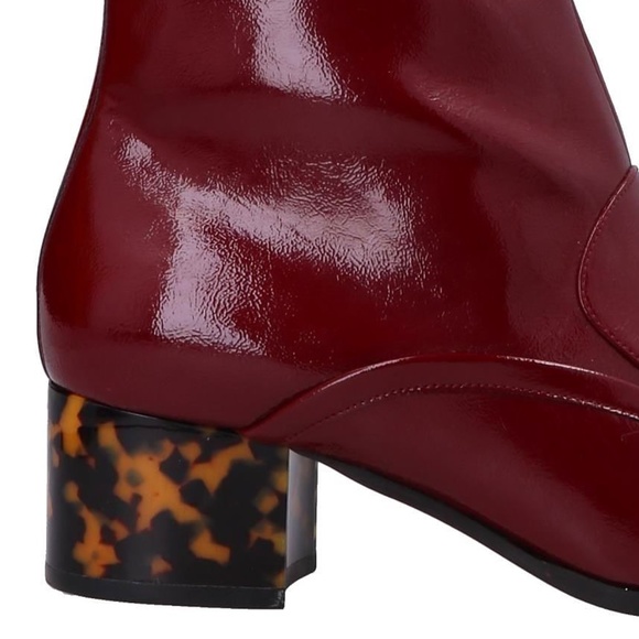 Stella McCartney Ankle Boot NIB! Faux Leather Size 6 36 Burgundy Gold - Picture 2 of 8
